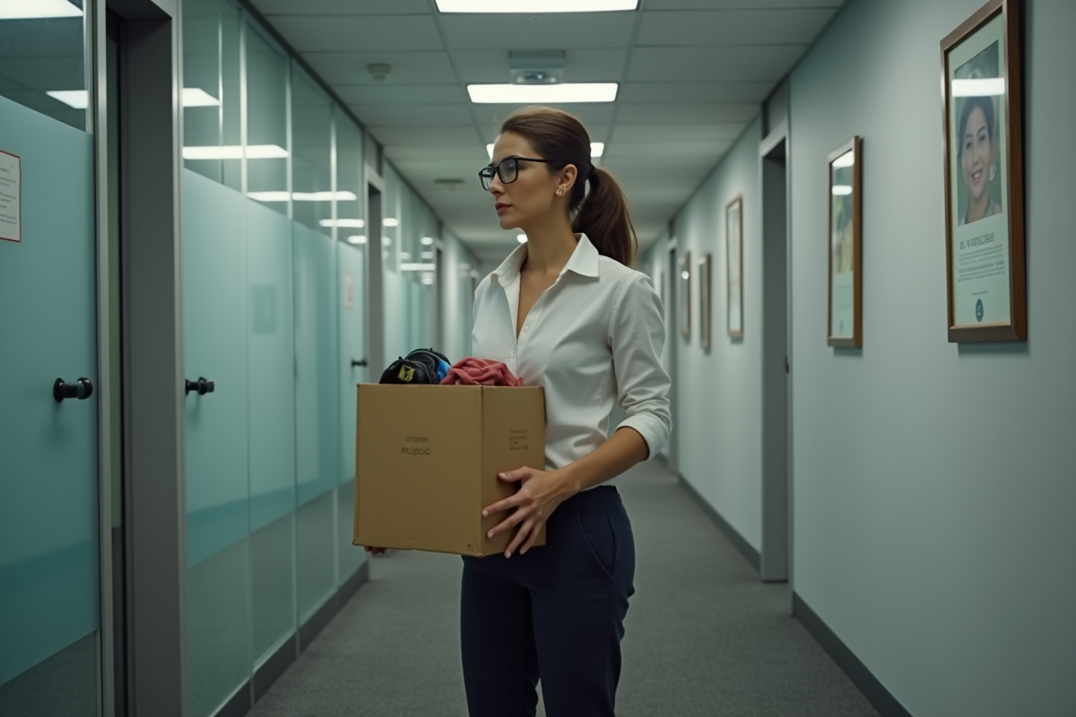 Femme en transition tenant une boîte à l