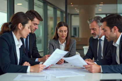 Groupe de professionnels lors d'une réunion RH en entreprise