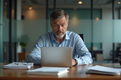 Homme d'affaires en réflexion au bureau