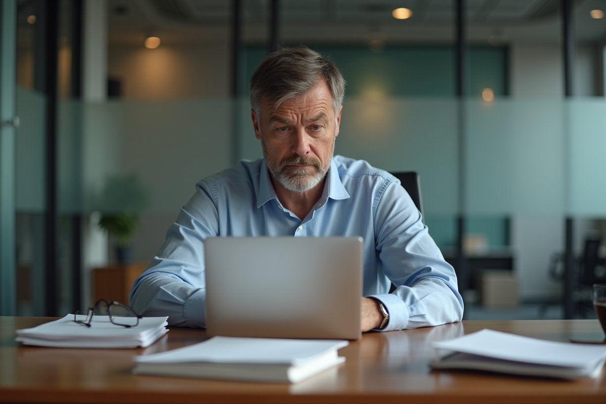 Homme d'affaires en réflexion au bureau