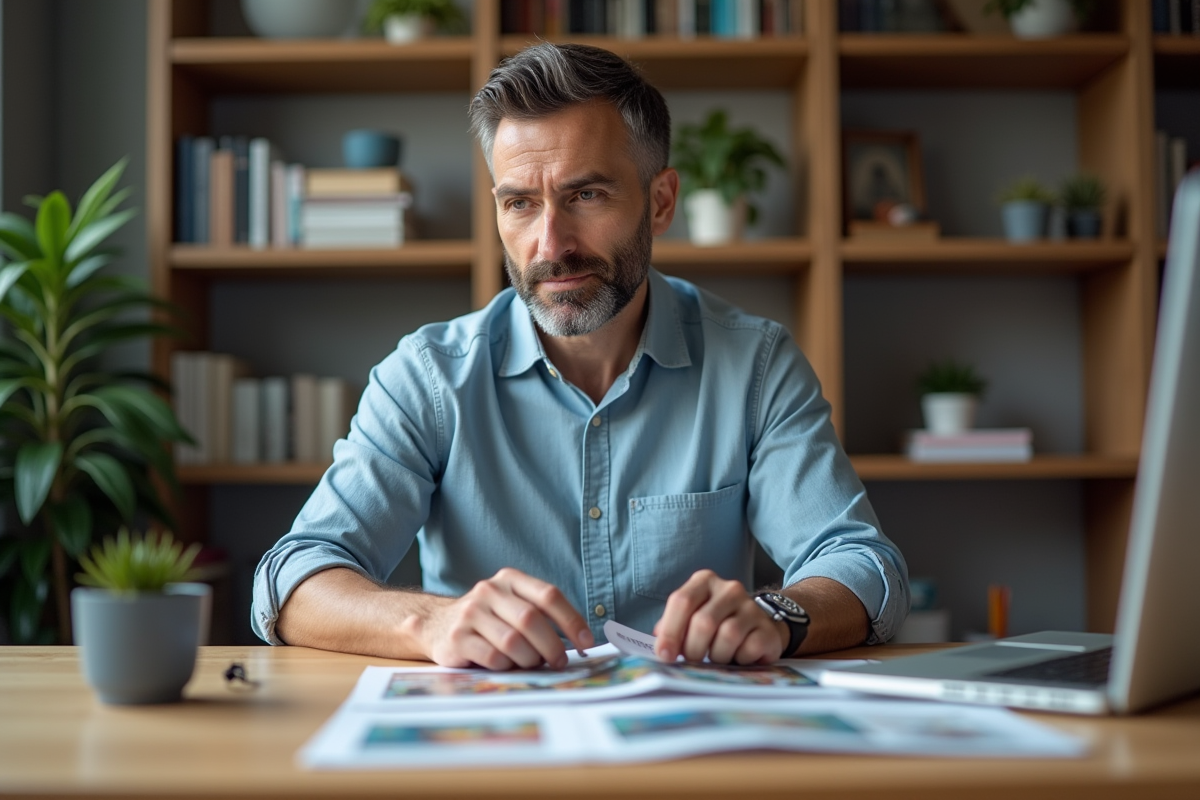 Homme vérifiant des échantillons d