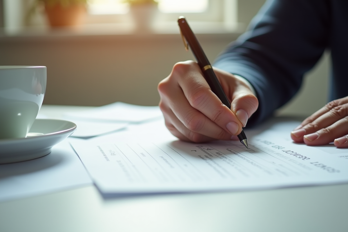 Main remplissant un formulaire de maladie sur un bureau propre